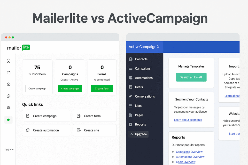 Mailerlite vs ActiveCampaign = Ease of Use & User Interface